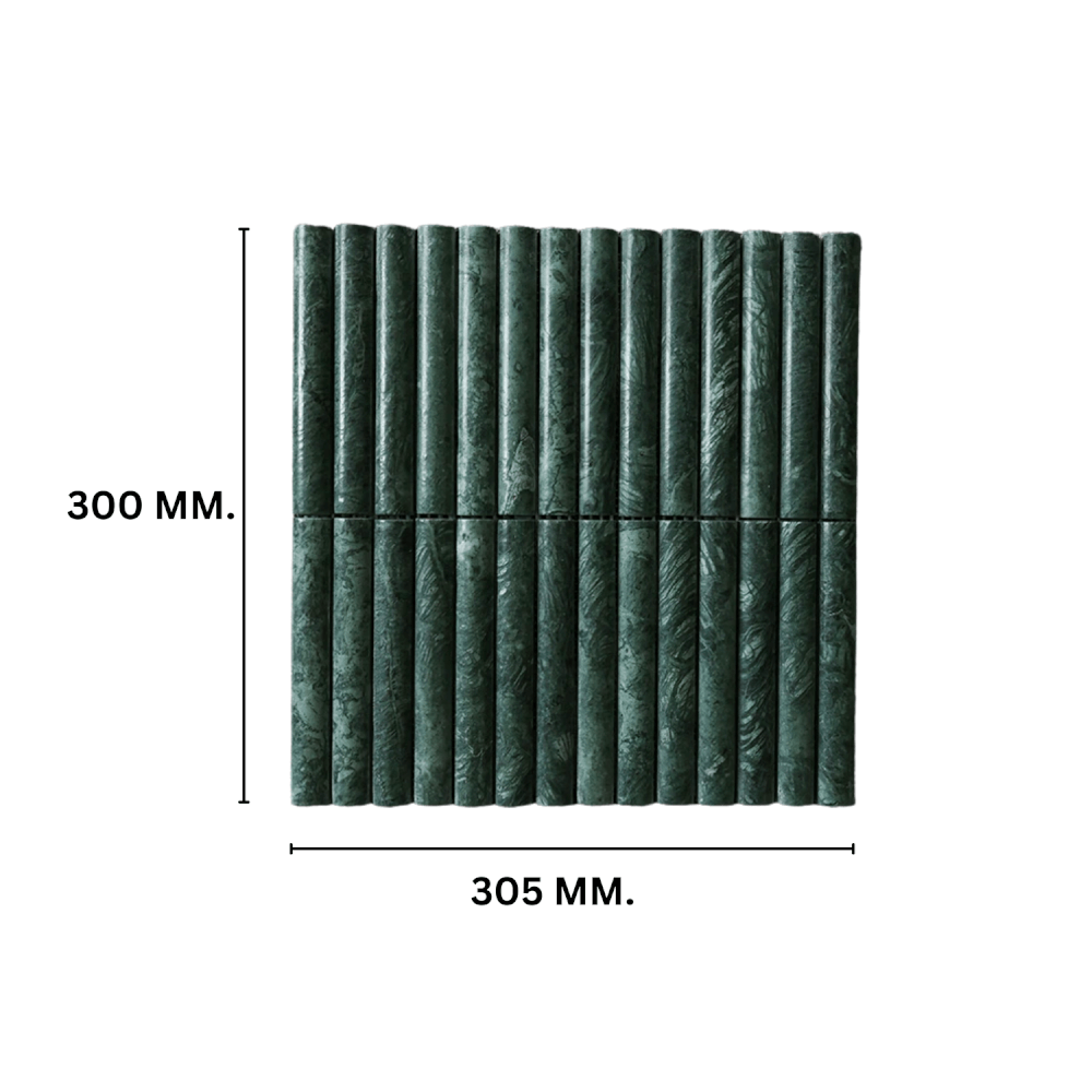 โมเสคหินธรรมชาติ TIMELESS TILES รุ่น LUNE 30.5X30 ซม. สีเขียว FLORAL GREEN โมเสกแท่งทรงโค้งครึ่งวงกลม